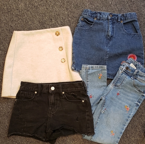 Girls Jeans Skirts Short Bundle Lot of 4 Old Navy Oshkosh Denim Distressed - Picture 1 of 5